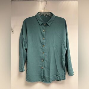 Teal Button Down Shirt for Women